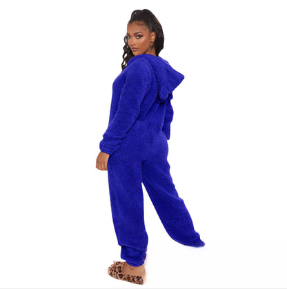 Women'S Autumn and Winter Plush One-Piece Pajamas